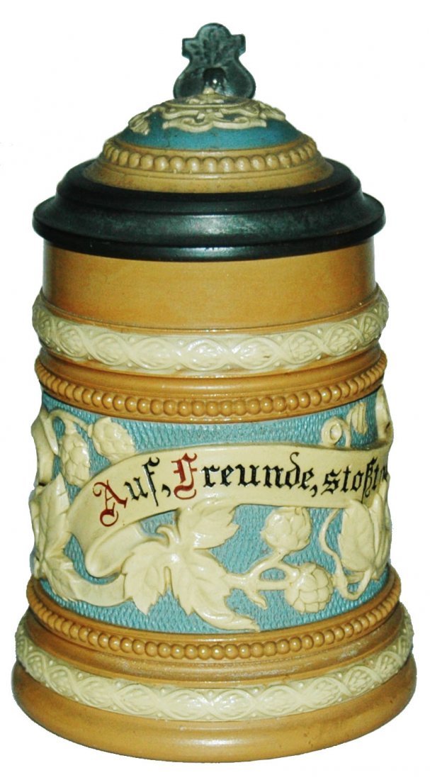 Floral & Verse Mettlach Stein w Inlay Lid (1 of 1)
