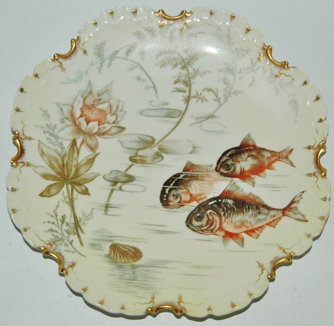 Set of 6 Fish & Water Plants Scallop Edge Plates (1 of 5)
