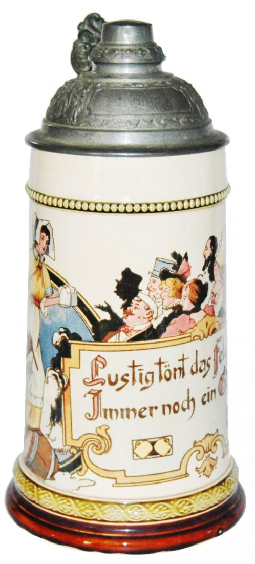Night Crowd , Barmaid & Verse Mettlach Stein (1 of 1)