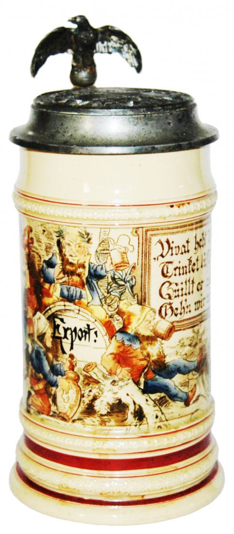 Drinking Dwarfs Mettlach Stein w Relief Target Lid (1 of 1)