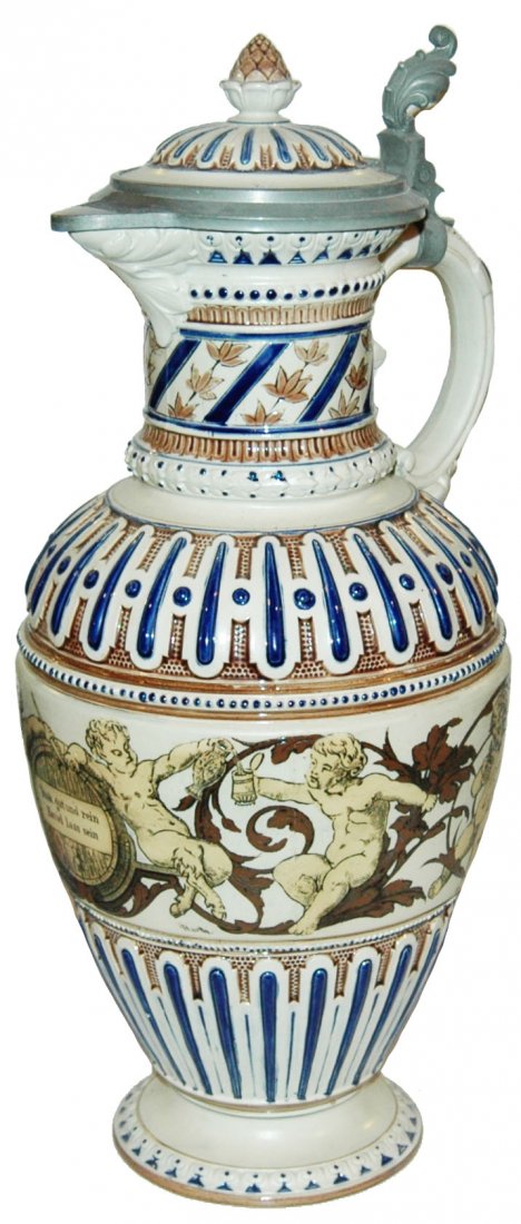 3-1/2L Cherub & Floral Mettlach Etched Stein (1 of 1)