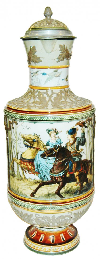 4L Detailed Hunt Scene Mettlach w Inlay Lid (1 of 1)