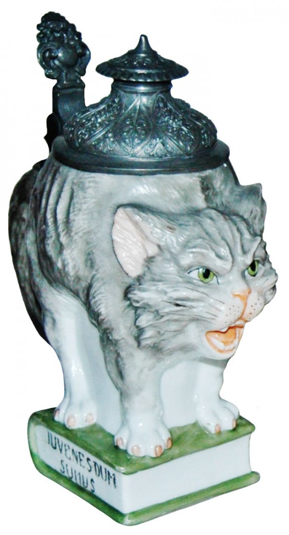 Cat on a Book Bohne Porcelain Character Stein (1 of 1)