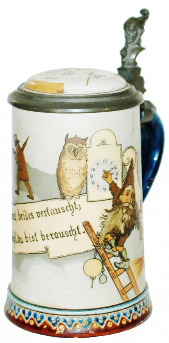 Schlitt Dwarf Winds a Clock Mettlach Stein w Inlay (1 of 1)