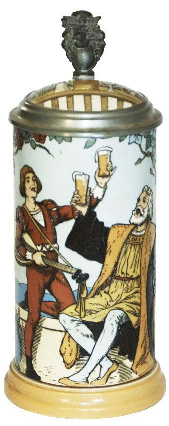 Musician & Royal Man Mettlach Etched Stein w Inlay (1 of 1)