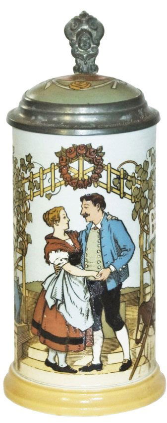 Dancing Couple Mettlach Stein w Inlay Lid (1 of 1)