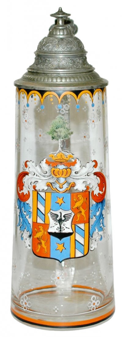 Enamel Heraldic Shield Green Glass Stein (1 of 1)