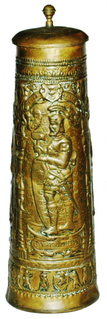 Brass Relief Stein w Kings & Knights  17" tall (1 of 1)