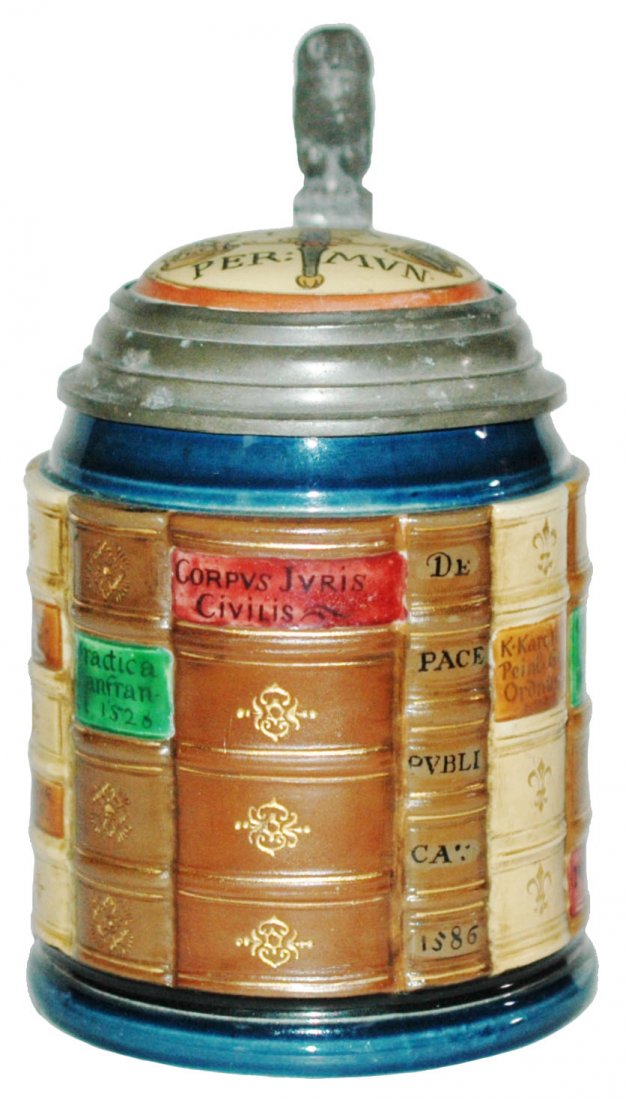 Medical Book  Mettlach Stein Inlay Lid (1 of 1)