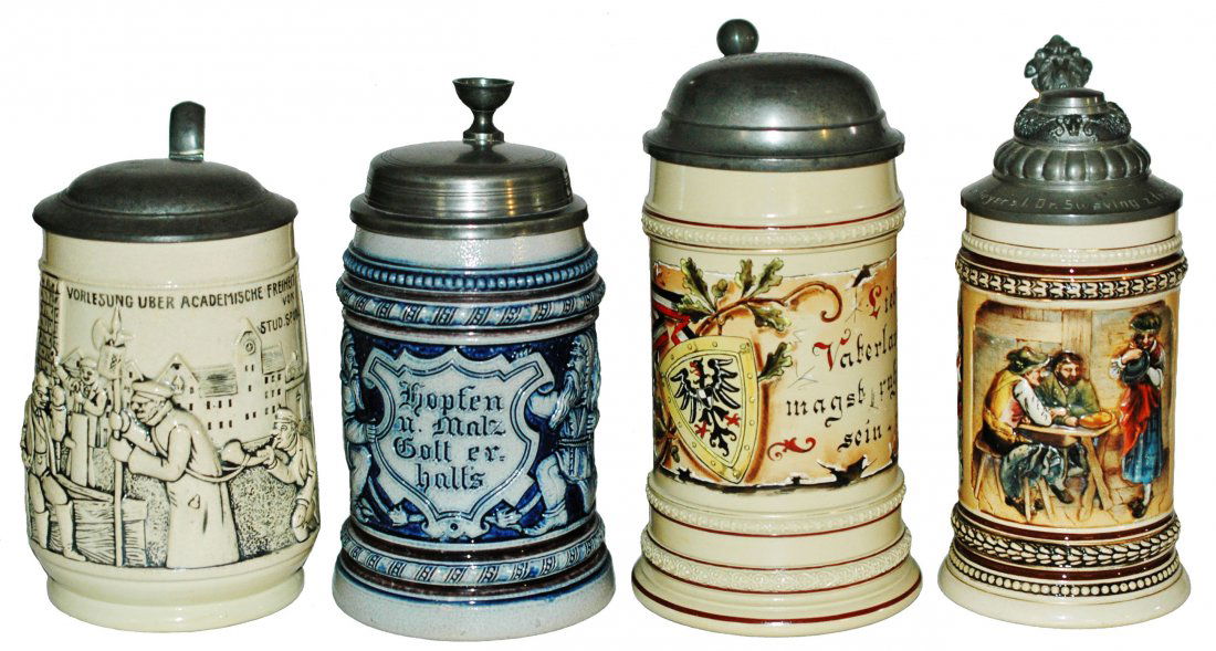 Lot of 4 Steins Pottery, Stoneware & Mettlach (1 of 1)