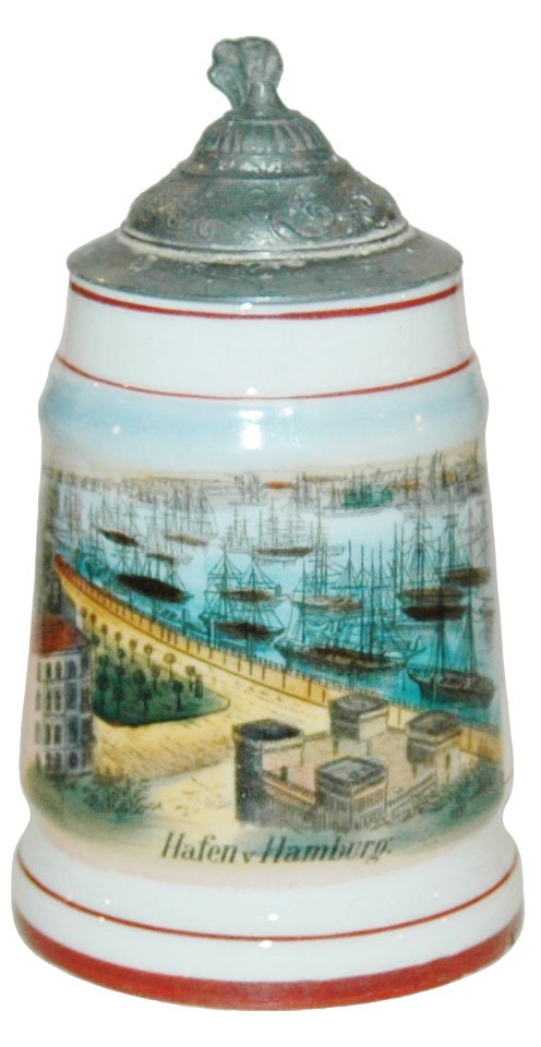 Hamburg Harbor Souvenir Porcelain 1/8L Stein (1 of 1)