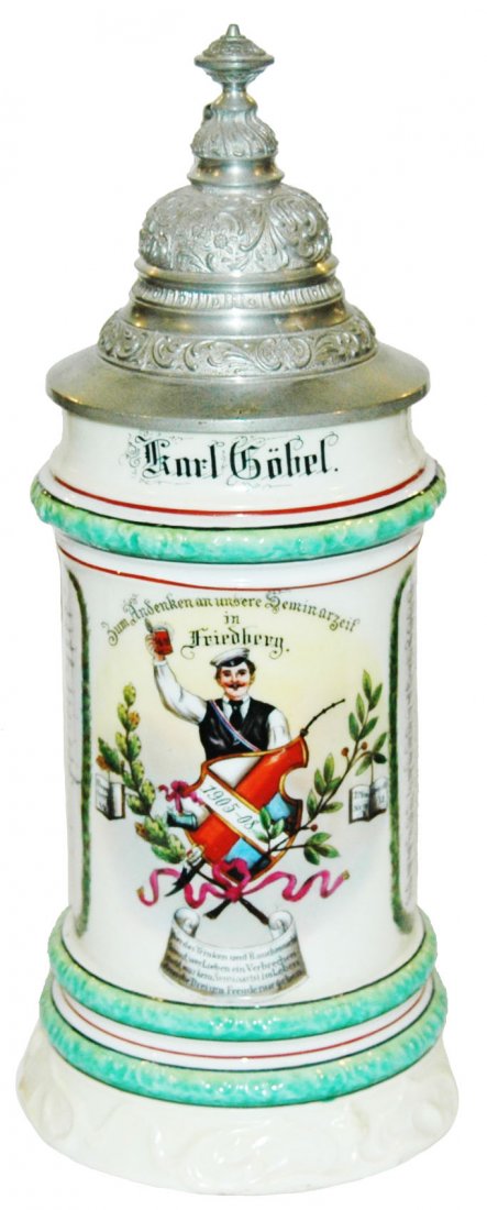 Frieberg Fraternal Student Porcelain Stein w Litho (1 of 2)