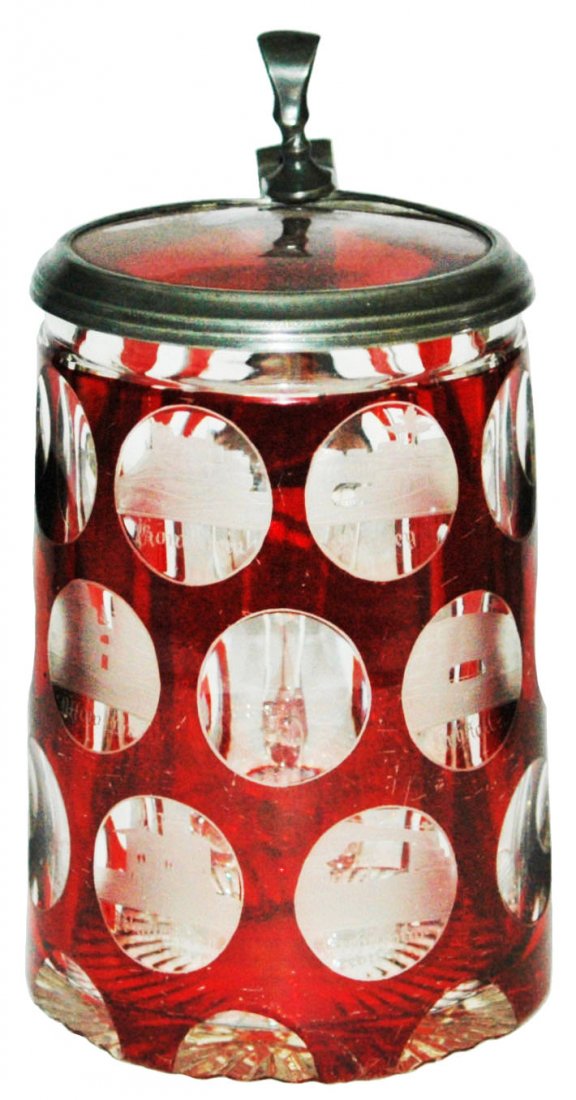 Bohemian Wheelcut Spa View 1860 Stein w Inlay (1 of 1)