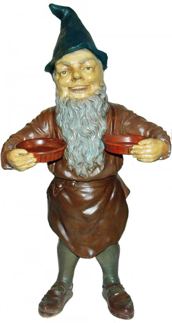 Terracotta Jon Maresch 27" Dwarf w Trays in Arms (1 of 1)