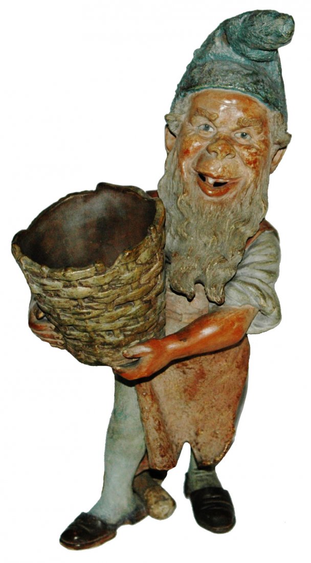 BB Terracotta 14" Figure of Dwarf w Basket (1 of 1)