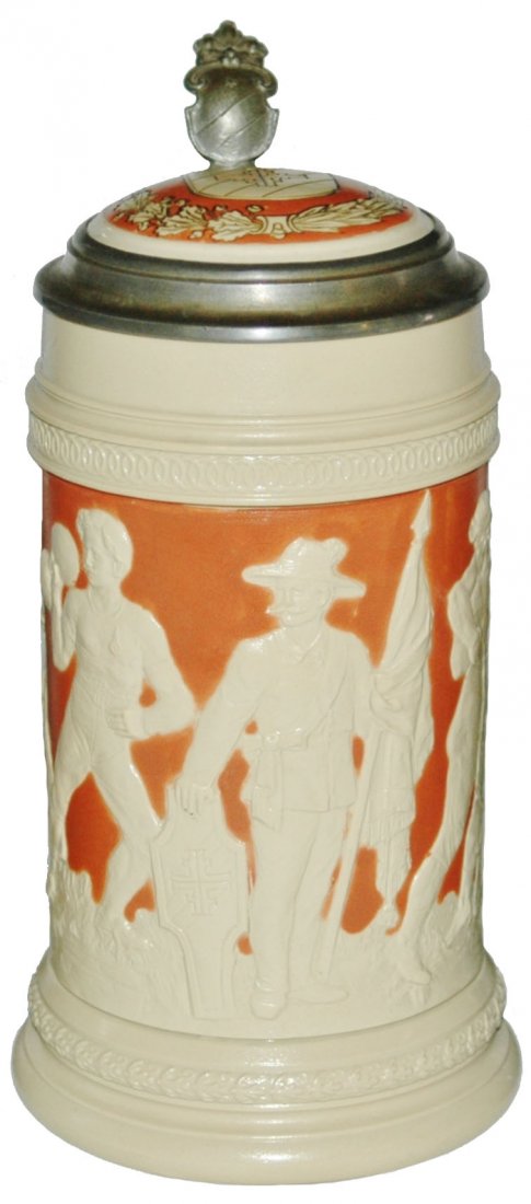 4F Turners Mettlach Stein w 4F Shield Inlay Lid (1 of 1)