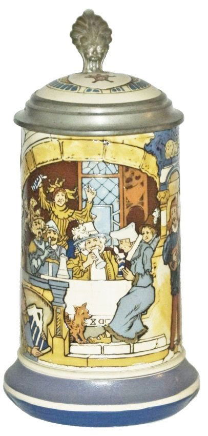 Schlitt Castle Party  Mettlach 1/4L Stein w Inlay (1 of 1)