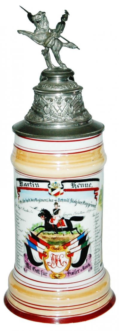 Finial Horse & Rider w Parade Helmet Regimental (1 of 3)