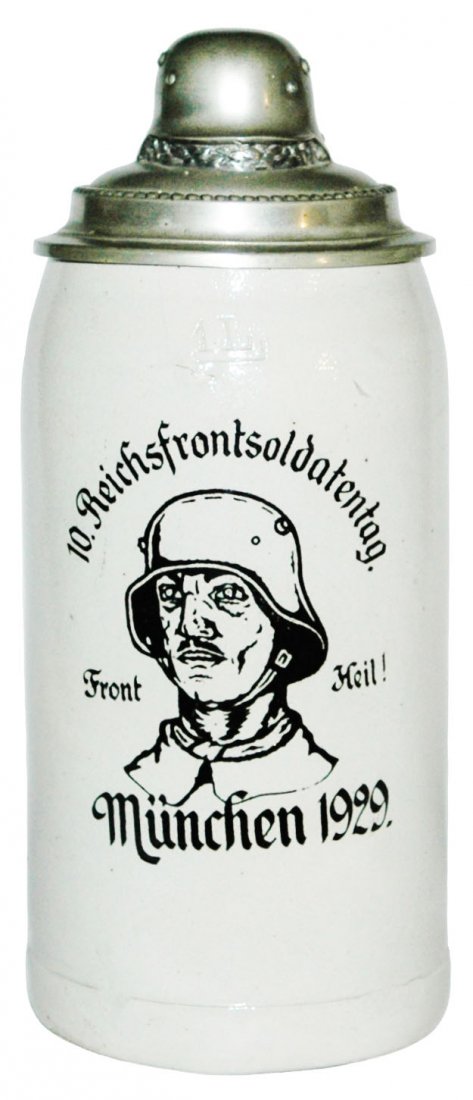 1L Stoneware Military Stein w Steel Helmet Lid (1 of 1)