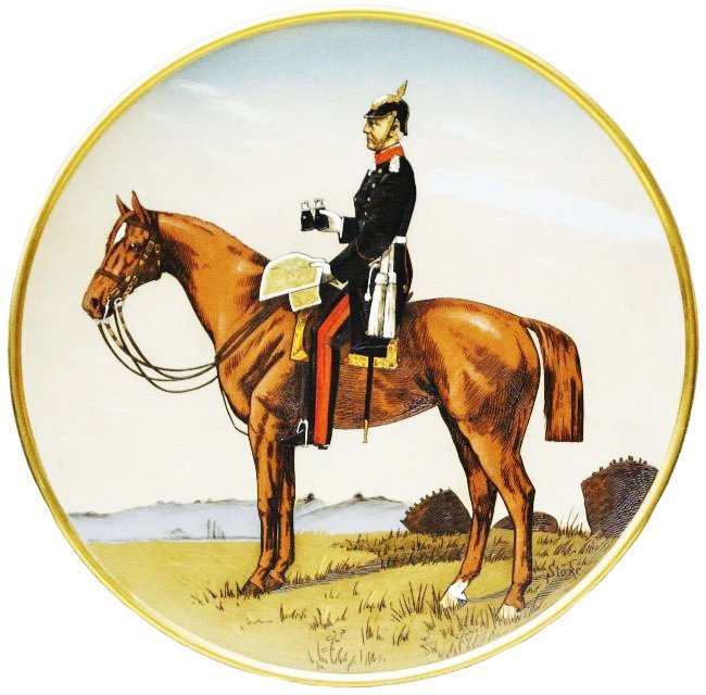 Von Moltke on Horse Mettlach 15" Etched Plaque (1 of 1)