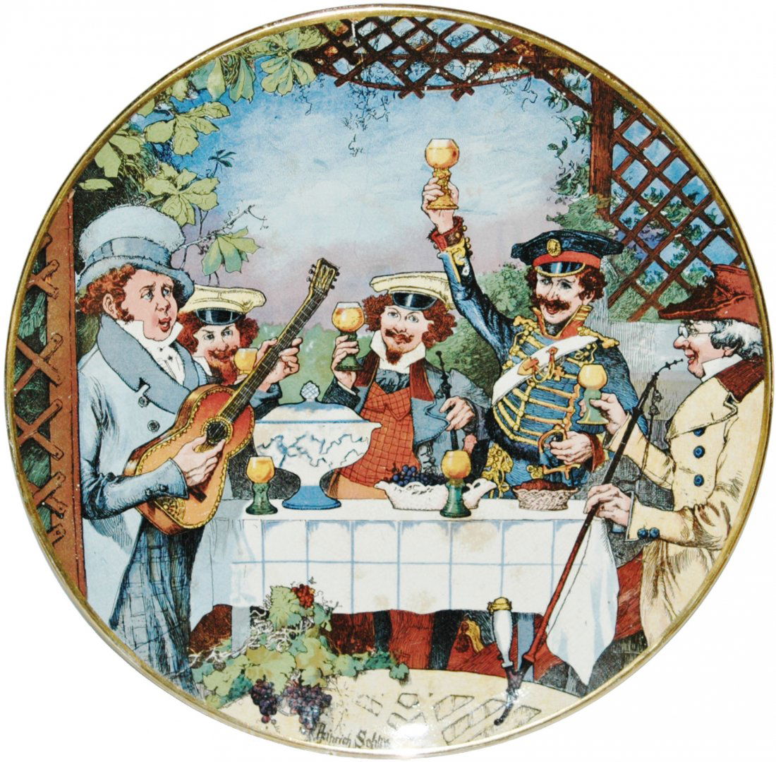 Student & Soldier Schlitt 17" Mettlach Plaque (1 of 1)