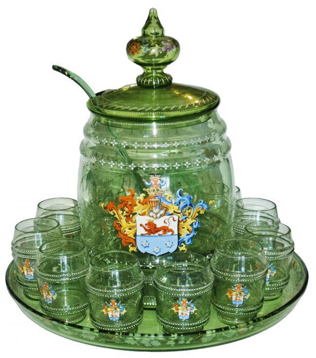 Punch Bowl 10 Cups Underplate & Ladle w Shield (1 of 3)