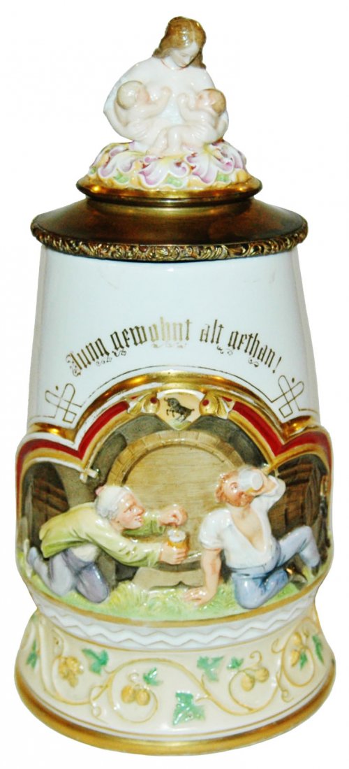 Nymphenburg Porcelain Paintd Relief Stein 3D Inlay