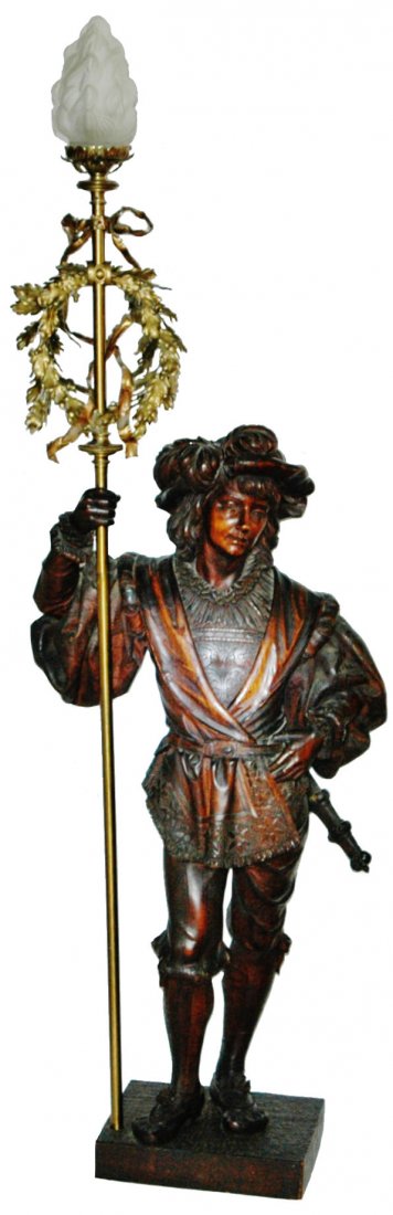 Amazing Detailed Carved Wood Cavalier 69" Lamp