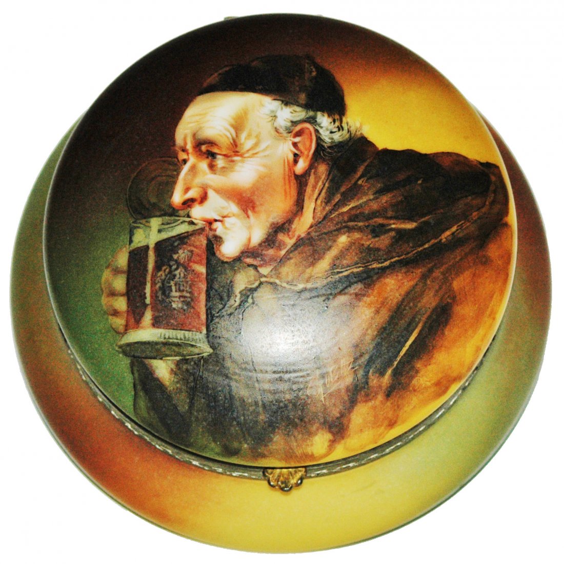 Milk Glass 7" Box Hand Painted Monk & Beer Stein (1 of 2)