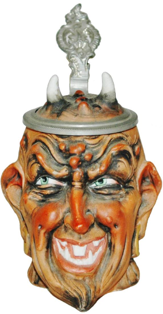 Bohne Porcelain 1/4L Character Stein Satan Devil (1 of 1)