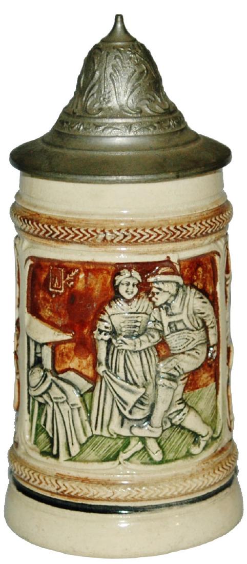 Dancing Couple 1/8L Pottery Relief Stein (1 of 1)