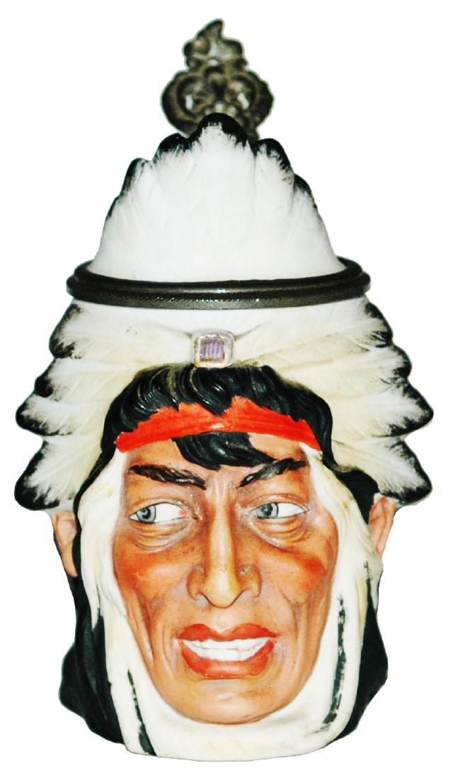 Bohne Indian 1/4L Porcelain Character Stein (1 of 1)