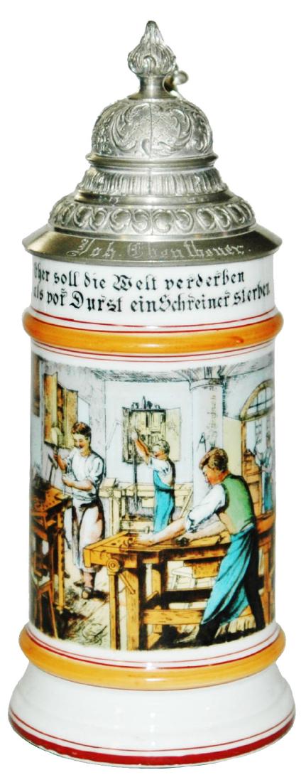 Occupational Wood Worker Porcelain Stein w Litho (1 of 1)