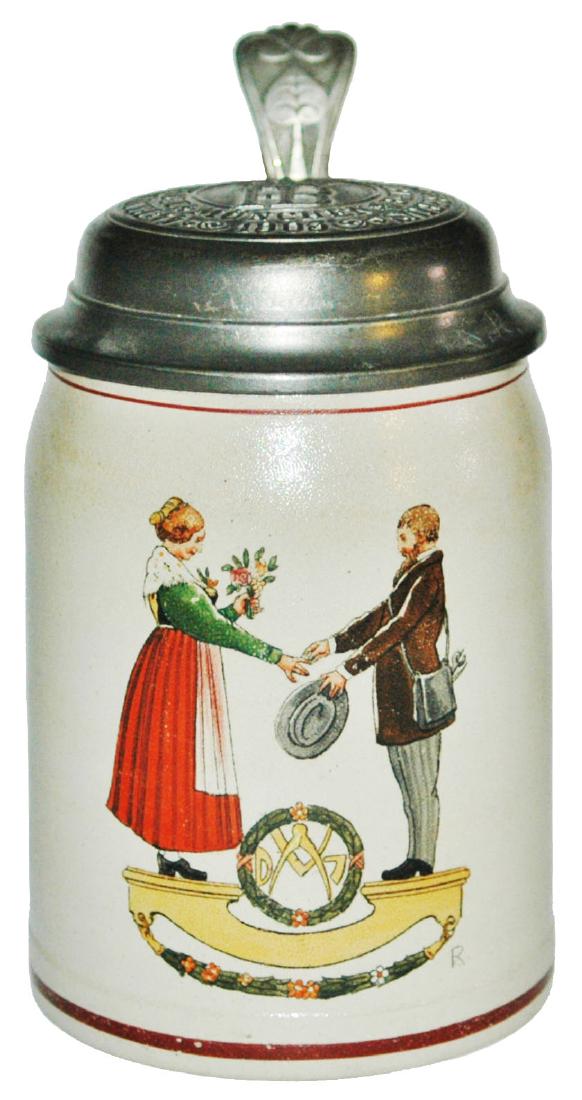 Franz Ringer Couple Stoneware Stein HB Relief Lid (1 of 1)