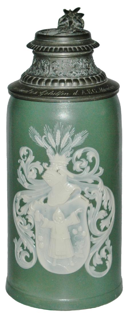 Mettlach 1L Cameo Munich Child in Shield Stein (1 of 1)