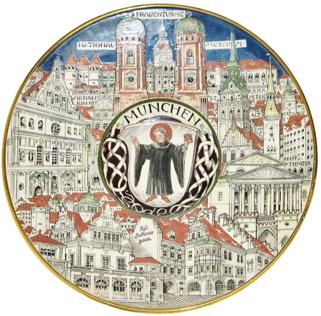 Big Mettlach Munich Child Shield & City Plaque