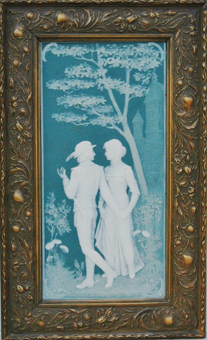Mettlach Cameo Framed Man & Maiden Plaque (1 of 1)