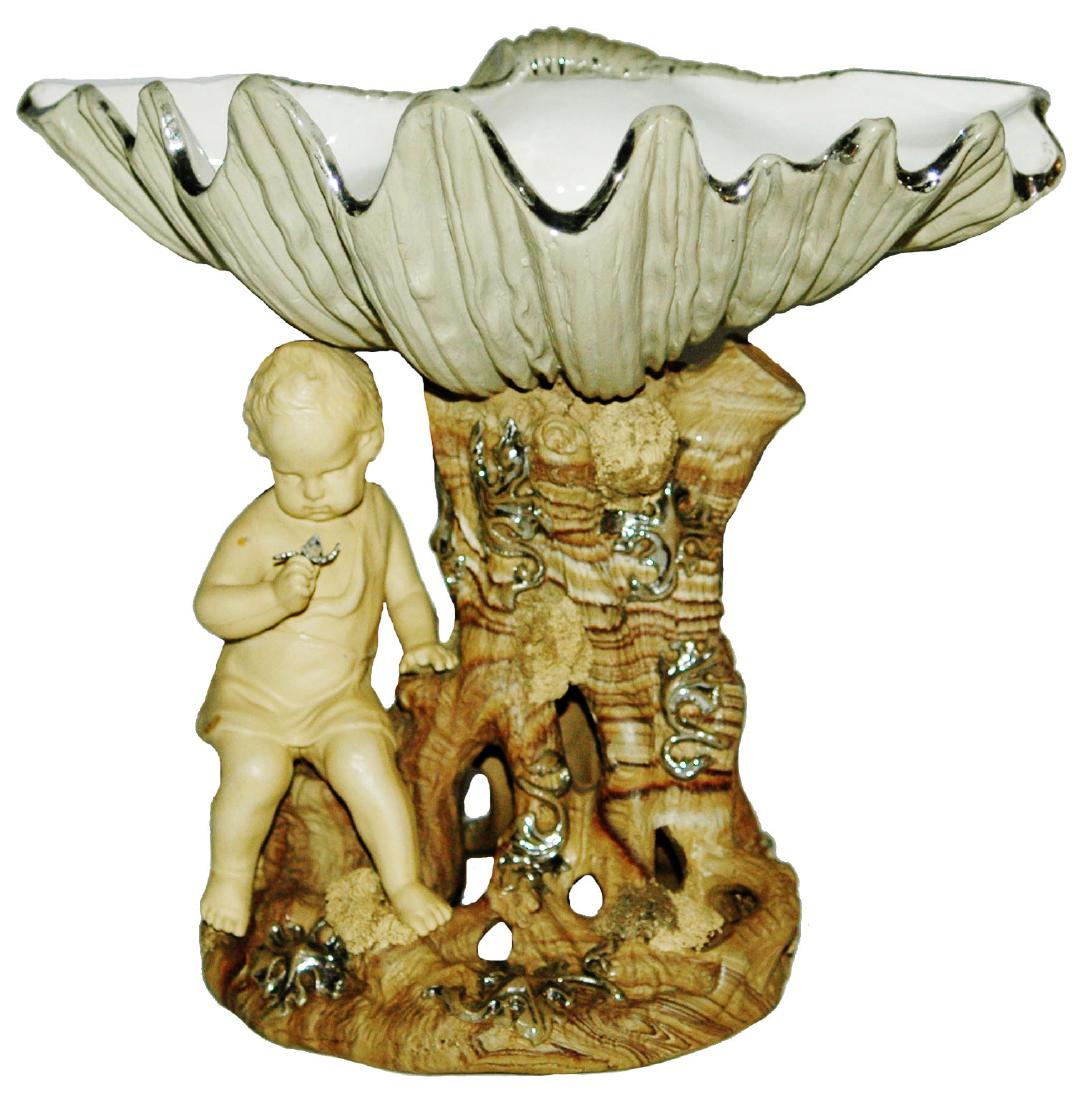 Mettlach Earlyware Figural Shell Bowl Cherub (1 of 1)