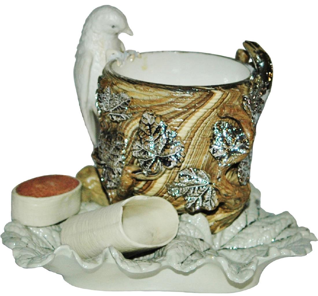 Mettlach Relief Bird & Lizard Match Holder Striker (1 of 1)