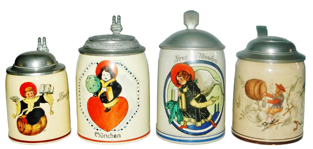 Lot of 4 Stein - Munich Child & Cavalier (1 of 1)