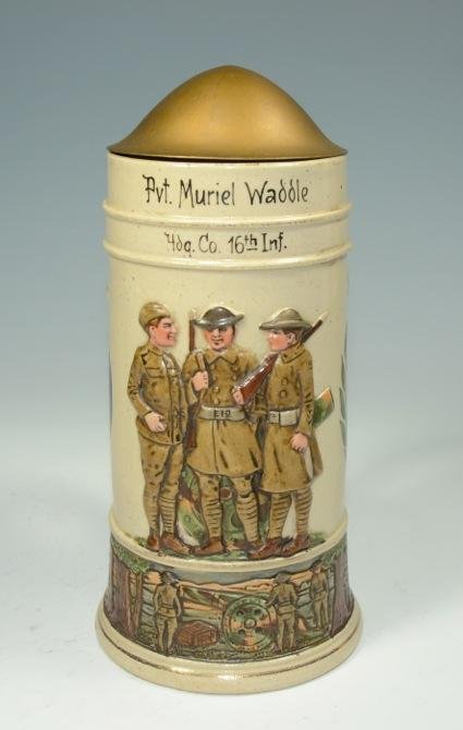 Pottery Relief WWI 1/2L Stein. (1 of 3)