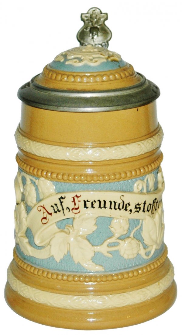 Floral & Verse Mettlach 1/4L Stein w Inlay Lid (1 of 1)