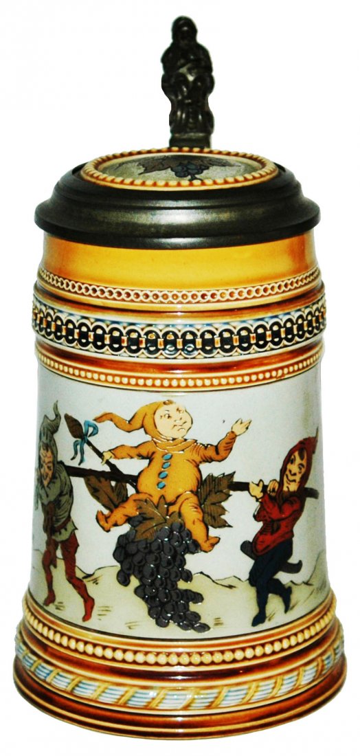 Dwarfs w Grapes Mettlach w Inlay Lid (1 of 1)