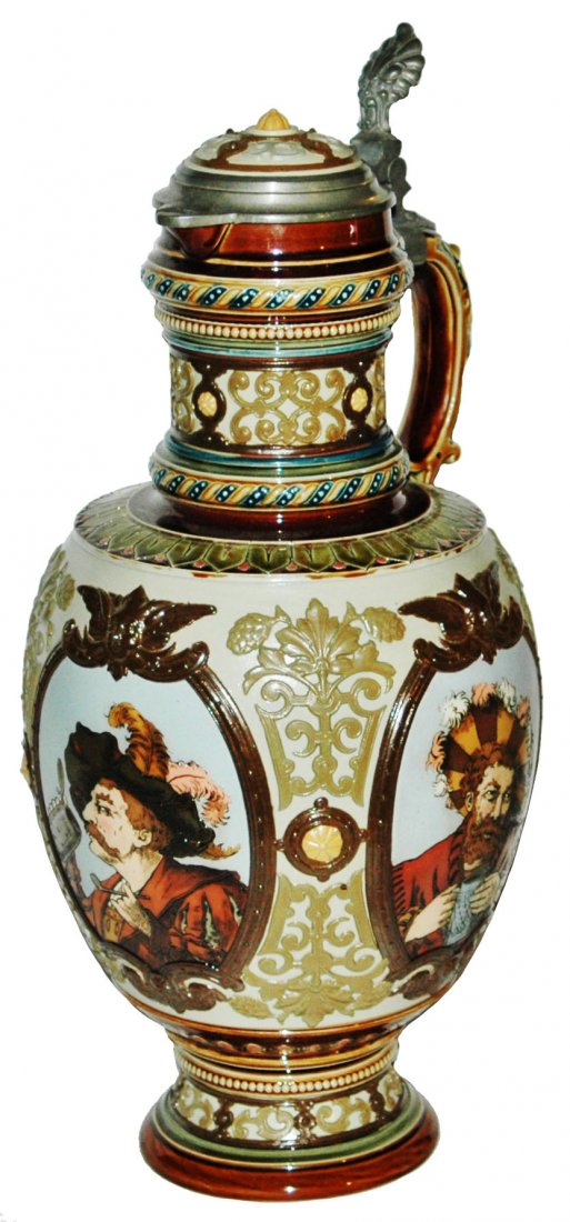 3L 4 Cavaliers Mettlach Stein w Inlay Lid (1 of 1)