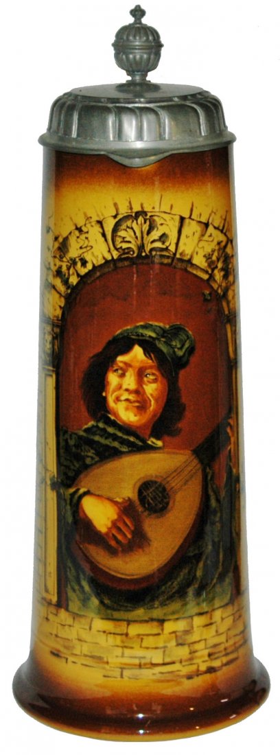 Mandolin Player Musician 2-1/2L Mettlach Stein (1 of 1)