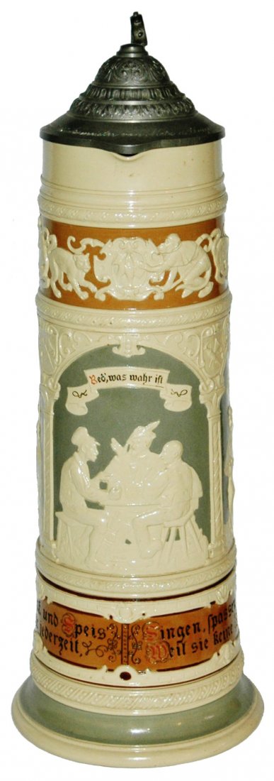 4L Mettlach  Drinkers Panel Scenes Stein (1 of 1)