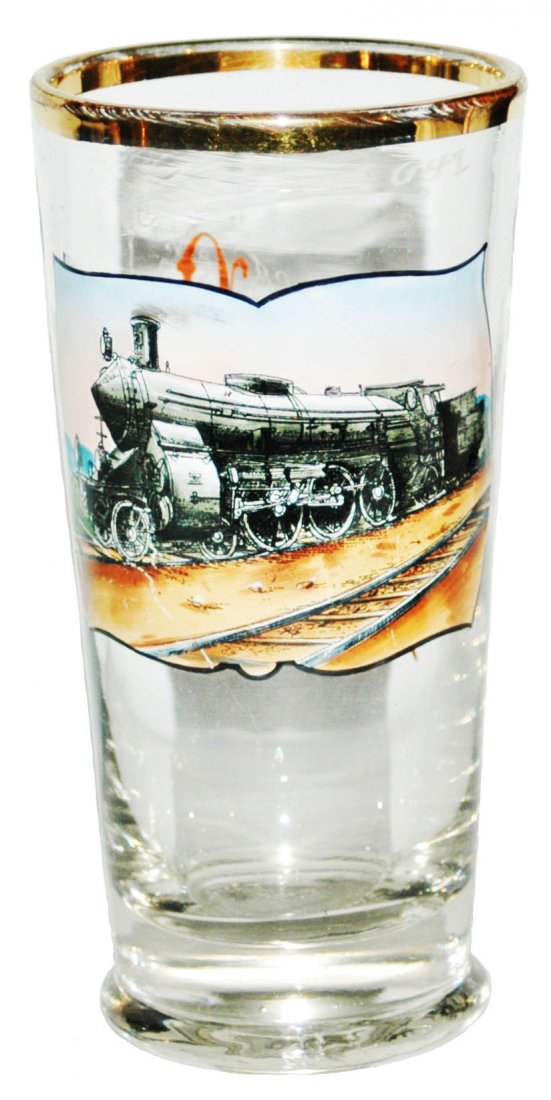 Eisenbahn Occupational 4/10L Glass Beaker: Blown Glass 4/10L Beaker. Occupational Eisenbahn, “Fritz Beck.” Mint.