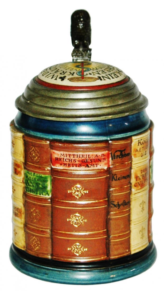 Medical Mettlach Book Stein w Owl Thumblift (1 of 1)