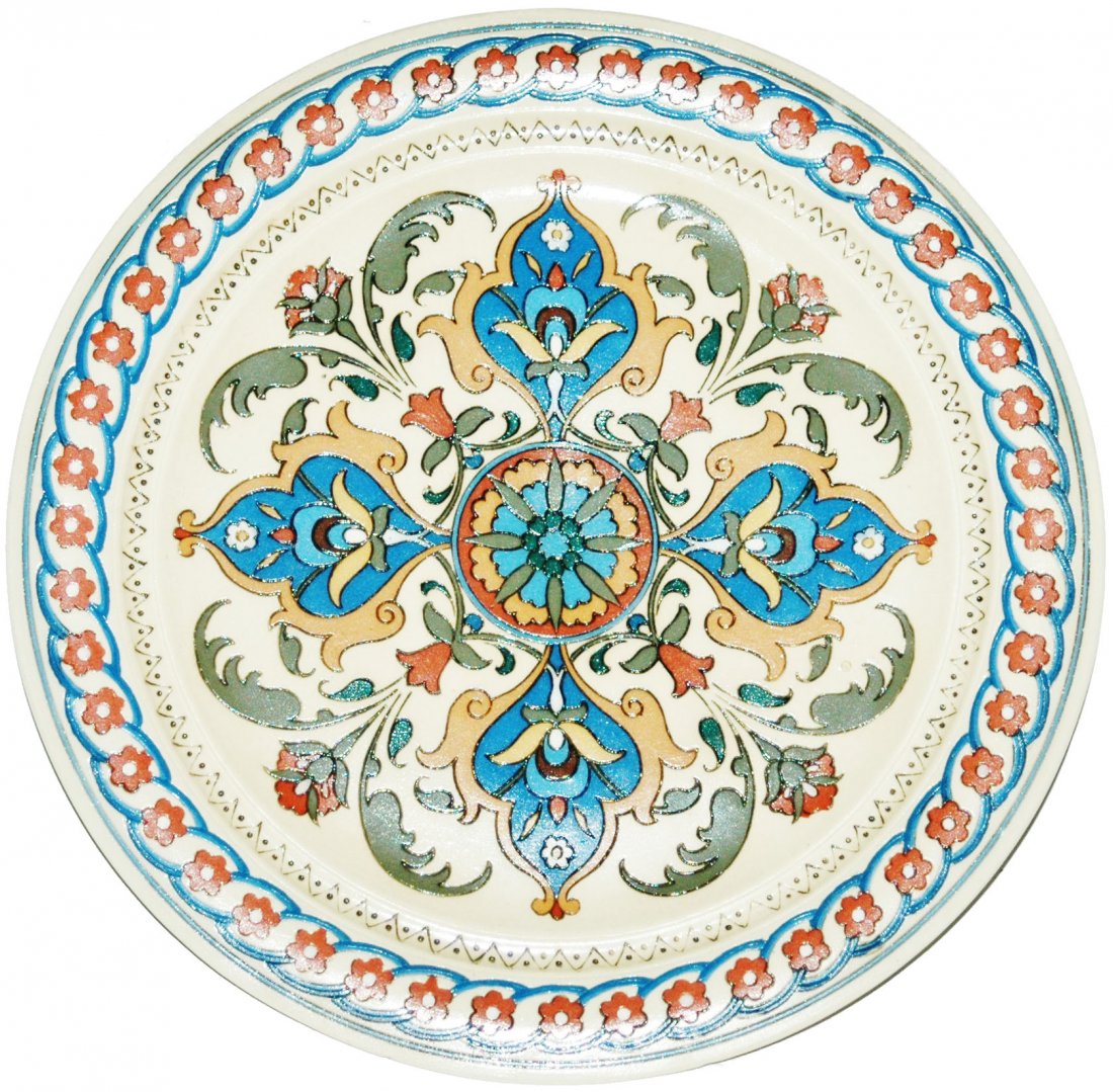 Mosaic Floral Mettlach Etched Plaque (1 of 1)