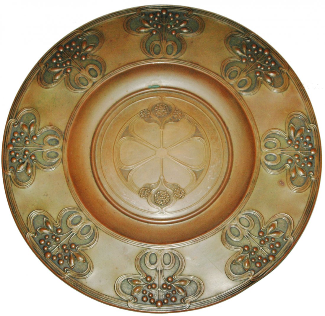 Copper Art Nouveau Floral Relief 16" Plaque (1 of 1)